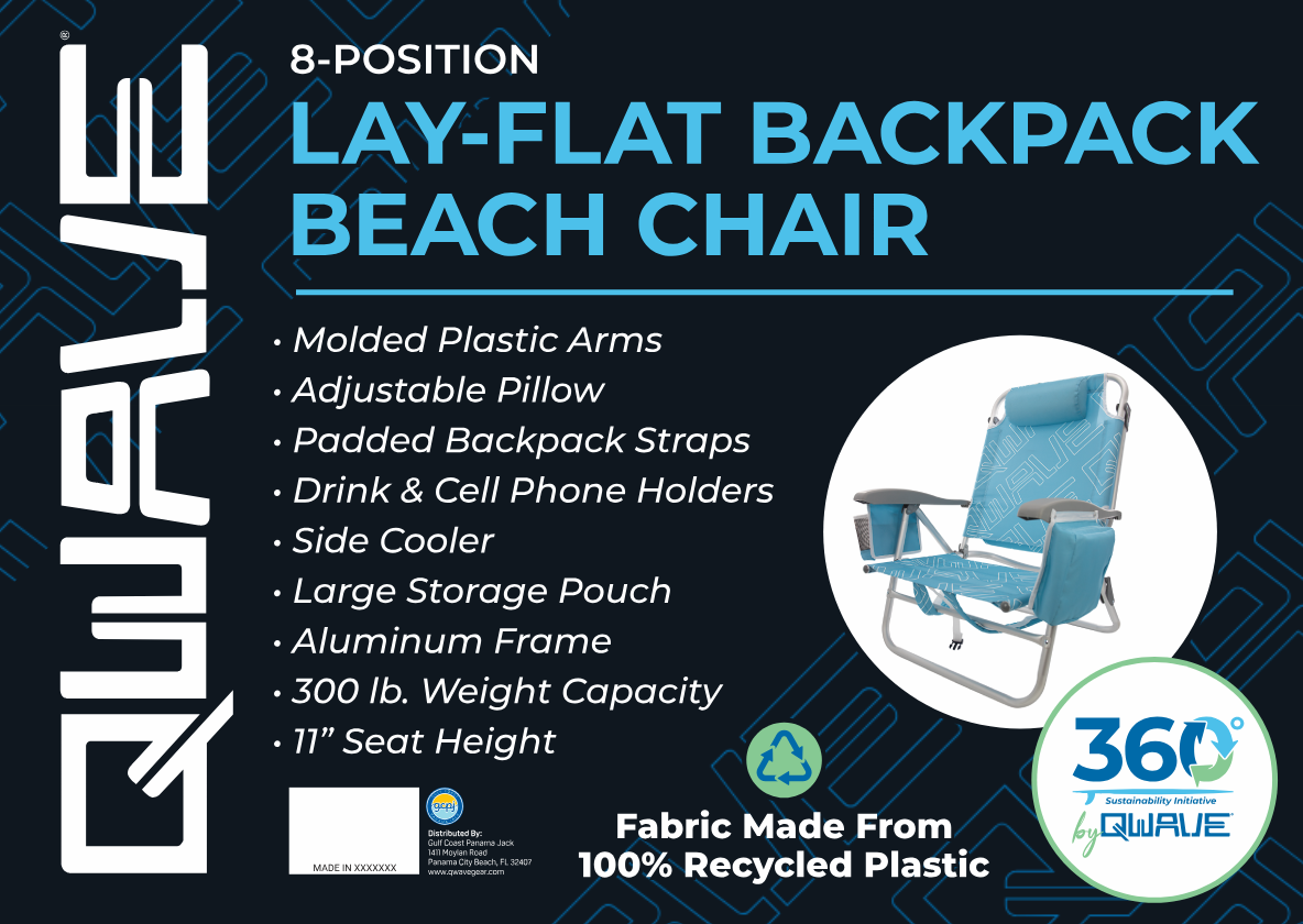 360° Sustainable Lay-Flat Backpack Beach Chair | Qwave Gear