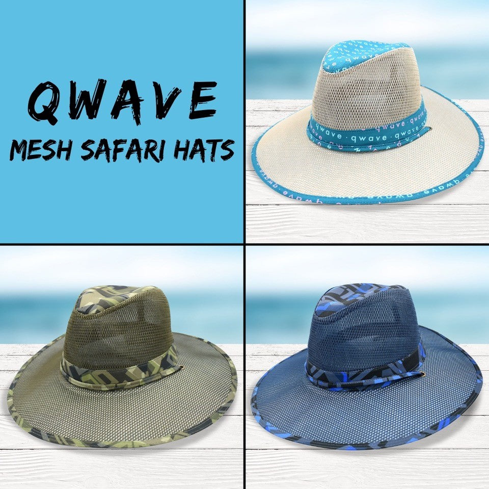 Qwave Mesh Safari Hat - Green - Lightweight, Sun Protection and Style
