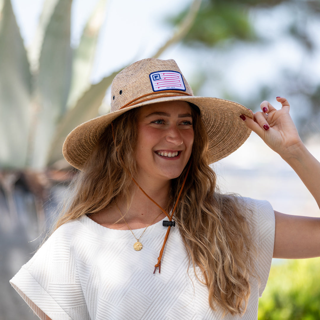 Qwave Packable Stone-Washed Straw Lifeguard Hat for Men and  display picture 3