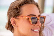 Qwave Men and Women, Orange Tortoise Frame, Polarized Brown Gradient Lens, Rectangle Cat Eye Sunglasses