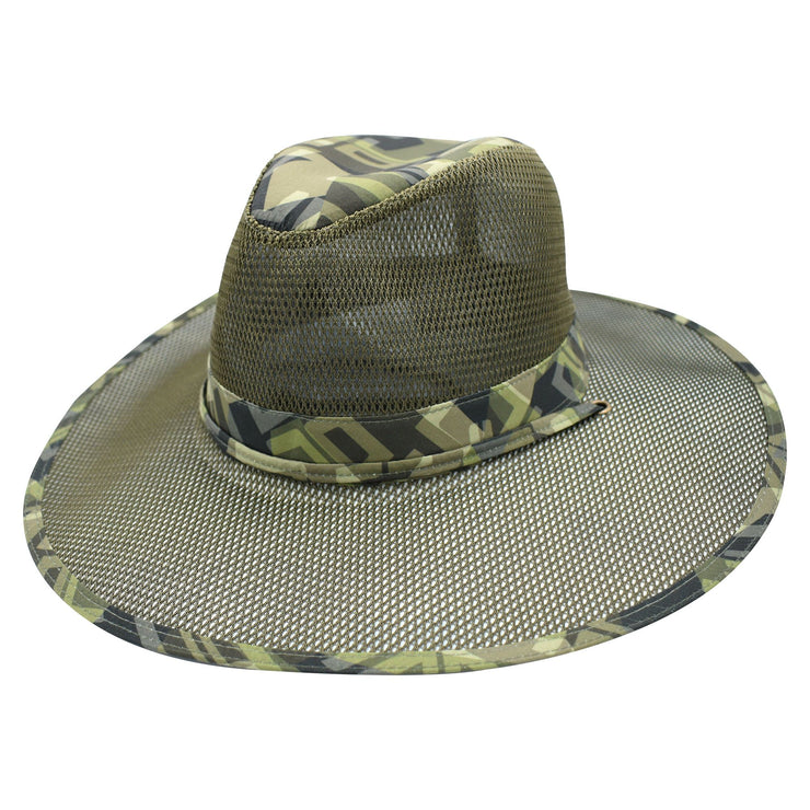 Green mesh hat unisex hat safari hat wide brim hat Qwave Gear performance gear