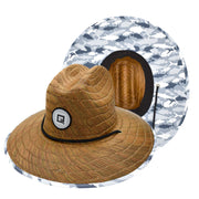 Qwave Mens Straw Hat - Cool Fishing Print Designs, Beach Gear Sun Hats for Men Protects from Summer Sun - Lifeguard Hat- Steelfish Print