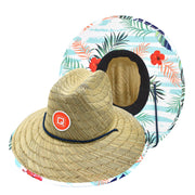 Qwave Straw Hats for Women - Stylish Tropical Print Designs, Beach Gear Sun Hats for Women, Lifeguard Hat with Sun Protection - Jungle Cat Print