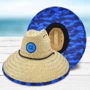 Qwave Mens Straw Hat - Cool Fishing Print Designs, Beach Gear Sun Hats for Men Protects from Summer Sun - Lifeguard Hat  - Bluefish