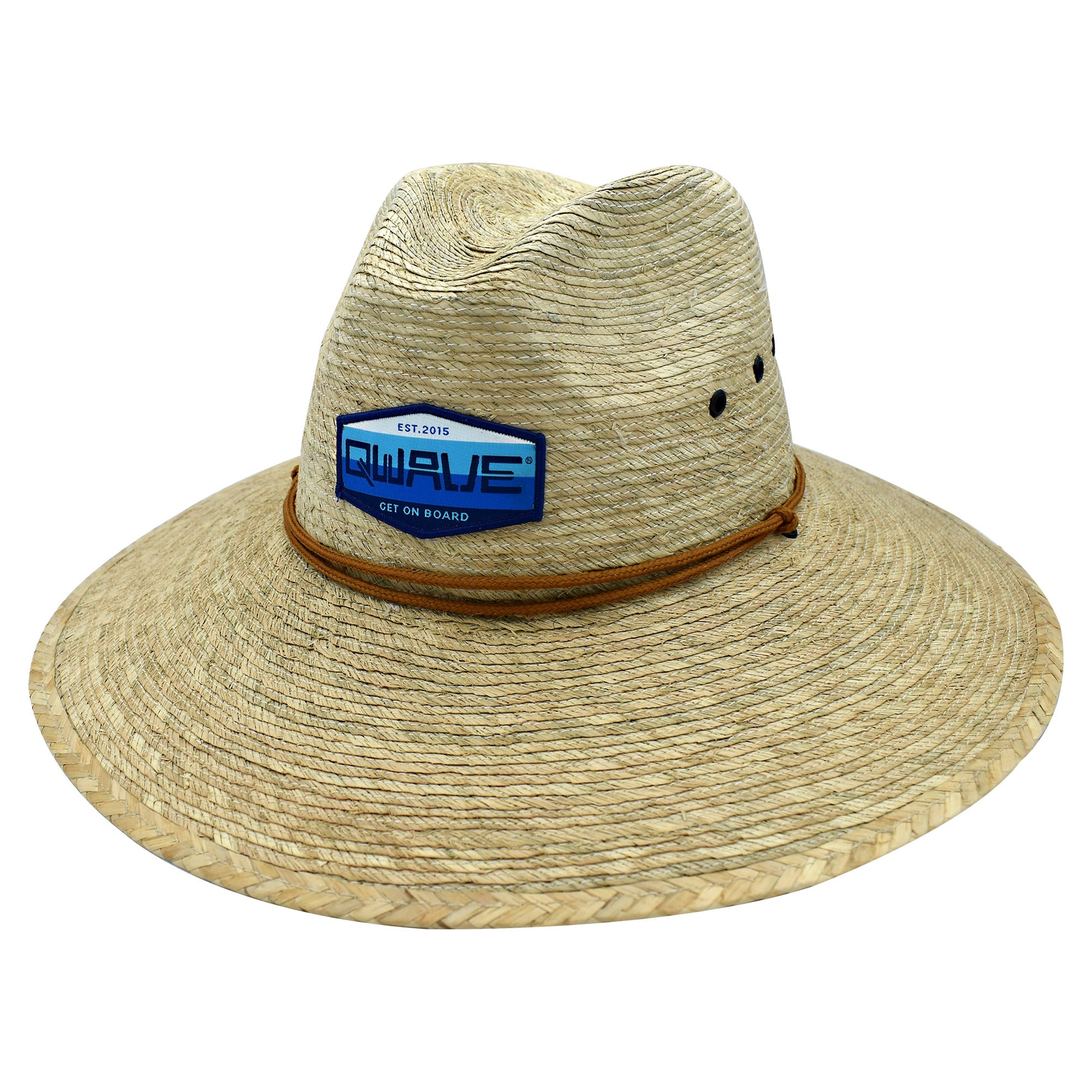 Qwave Packable Stone-Washed Straw Lifeguard Hat for Men and Women - Beach Straw  Hat Protects from Summer Sun - Ocean Blues