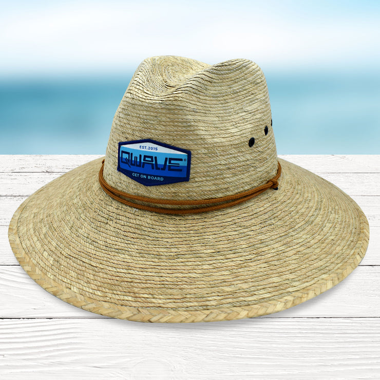 Qwave Packable Stone-Washed Straw Lifeguard Hat for Men and Women - Beach Straw Hat Protects from Summer Sun -  Ocean Blues
