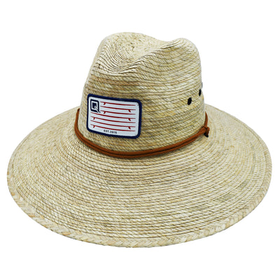 Qwave Packable Stone-Washed Straw Lifeguard Hat for Men and Women - Beach  Straw Hat Protects from Summer Sun - American Flag Surfboards