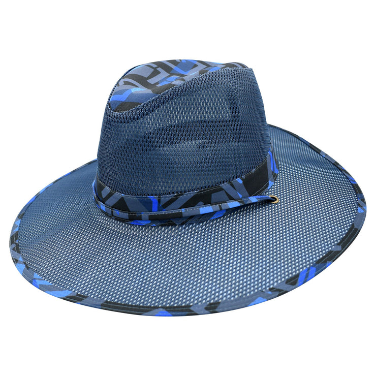 Dark blue mesh hat Safari hat wide brim hat  Qwave Gear water gear