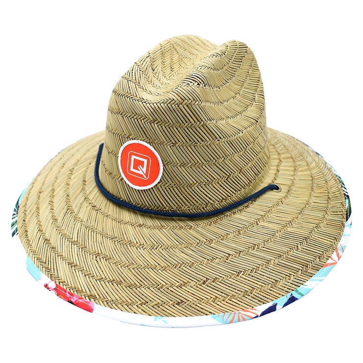 Qwave Straw Hats for Women - Stylish Tropical Print Designs, Beach Gear Sun Hats for Women, Lifeguard Hat with Sun Protection  - Red Tropical Print