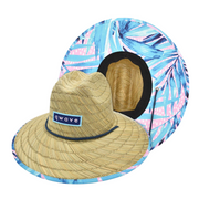 Qwave Straw Hats for Women - Stylish Tropical Print Designs, Beach Gear Sun Hats for Women, Lifeguard Hat with Sun Protection - Red Tropical Print
