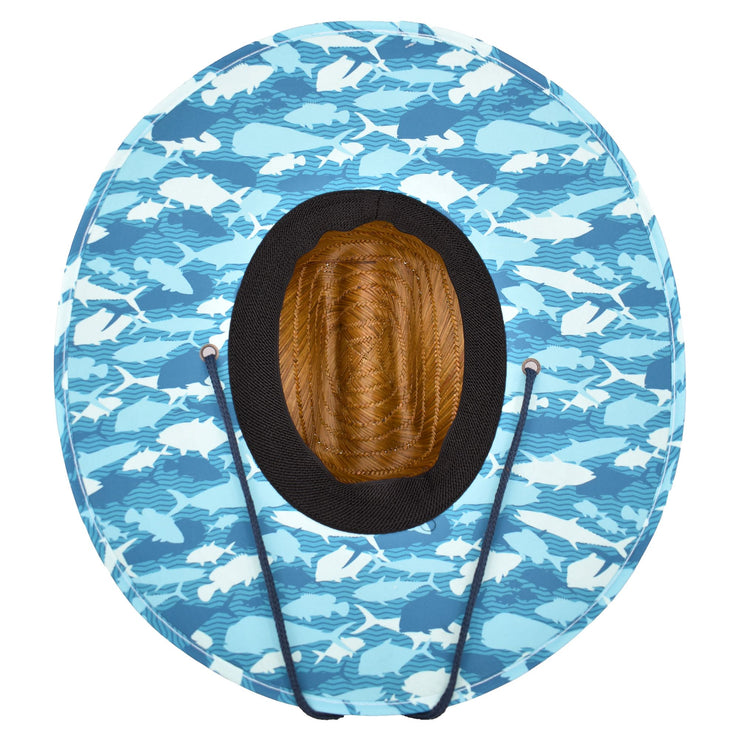 Qwave Mens Straw Hat - Cool Fishing Print Designs, Beach Gear Sun Hats for  Men Protects from Summer Sun - Lifeguard Hat - Bluefish